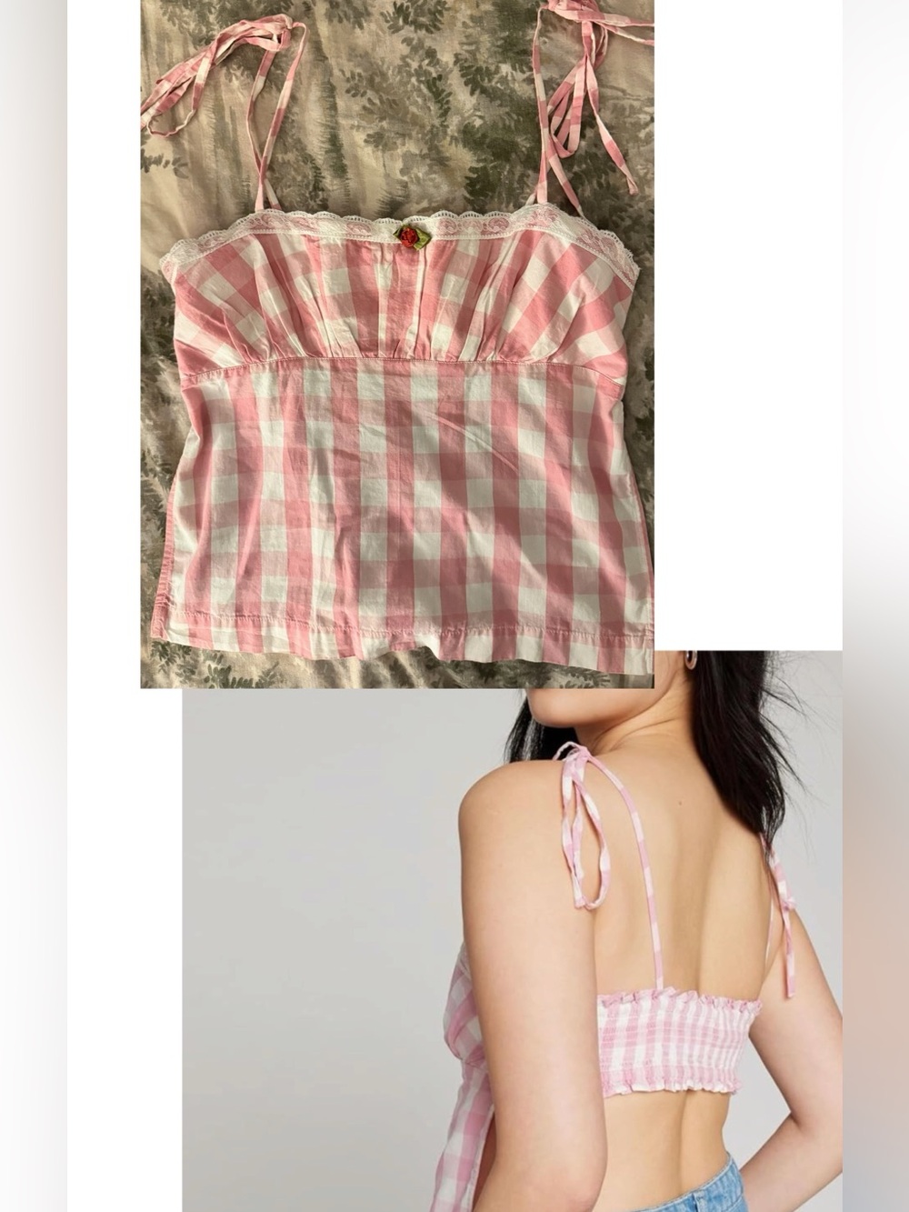 Kimchi Blue BACKLESS Gingham Tie-Shoulder Cami